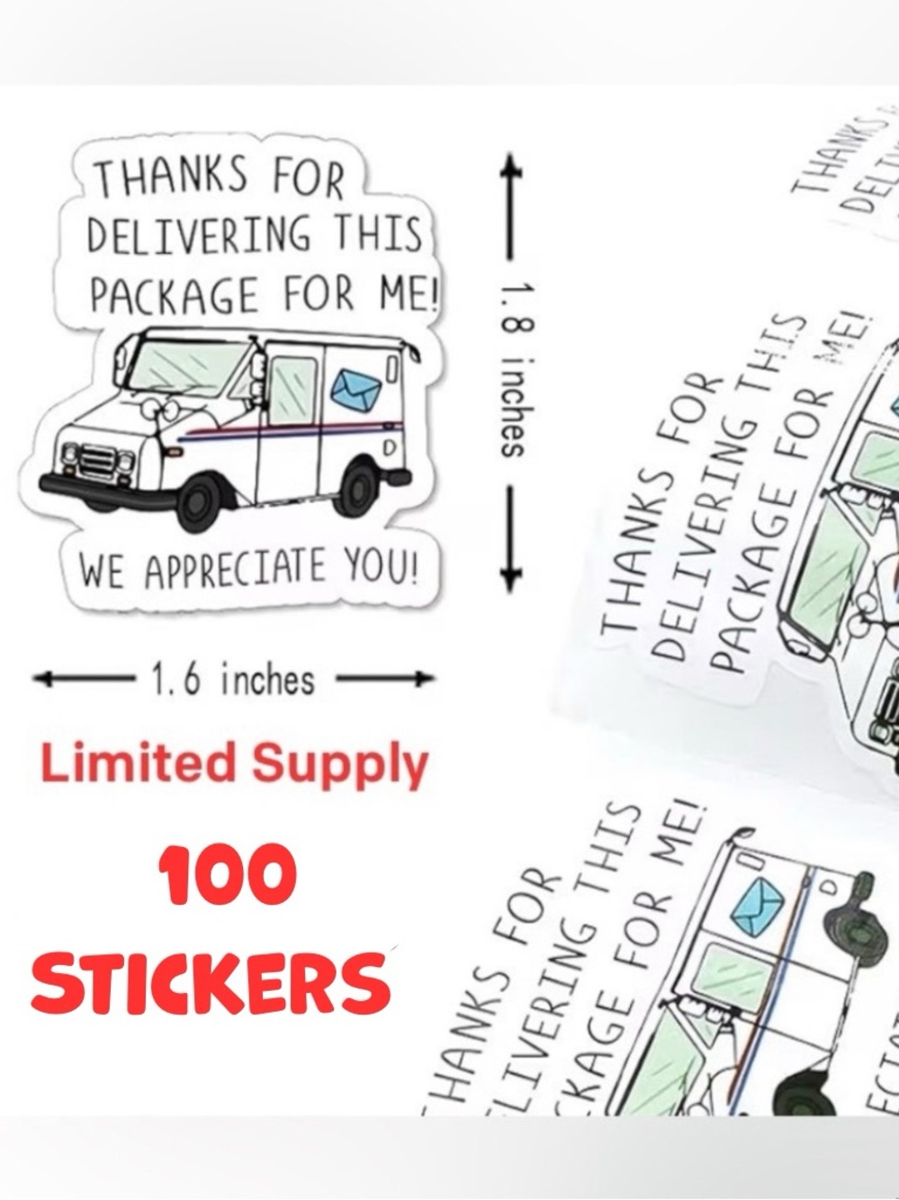 100 Thank You Mail Carrier Packages Shipping Stickers